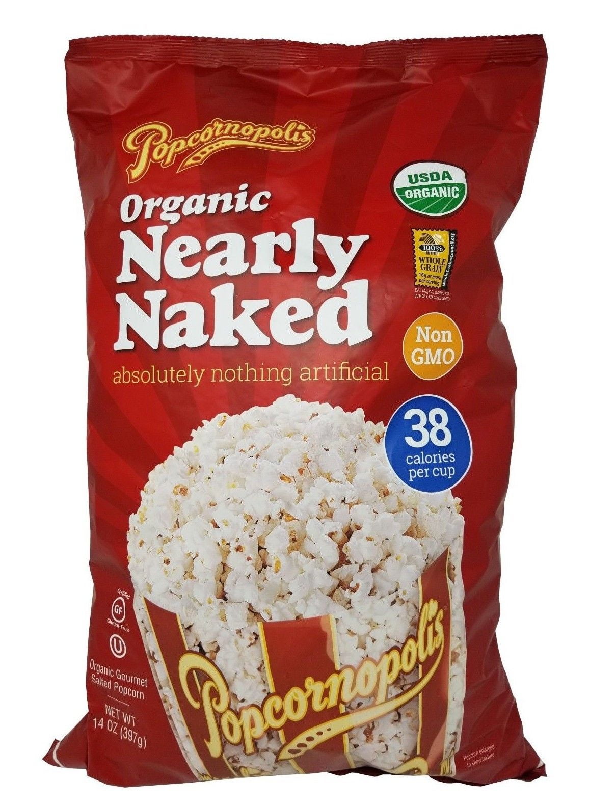 Amazon.com: Popcornopolis Organic Pop Corn Nearly Naked 20 