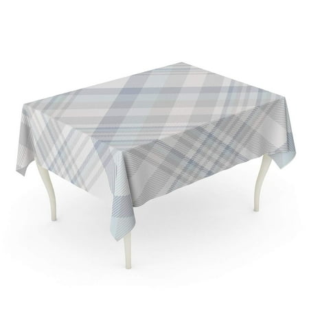

SIDONKU Gray Abstract Plaid Printing Pattern Check in Blue Grey Pale Beige and White Border Che Tablecloth Table Desk Cover Home Party Decor 60x120 inch