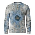 thumbnail image 7 of Wutalume Men's Round Neck Ribbed Knit Pullover, Long Sleeve Retro Texture Print Sweater, Comfortable Stretch Top for Casual and Smart Casual Wear,Light Gray 4XL, 7 of 7