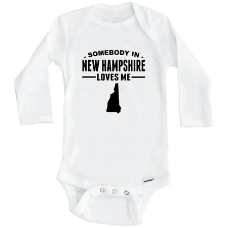 

Somebody In New Hampshire Loves Me One Piece Baby Bodysuit - New Hampshire Baby Bodysuit (Long Sleeve) 3-6 Months White