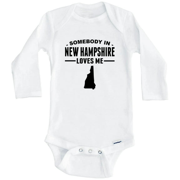 Somebody In New Hampshire Loves Me One Piece Baby Bodysuit - New Hampshire Baby Bodysuit (Long Sleeve), 0-3 Months White