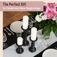 thumbnail image 7 of Luxe Designs | Rustic Black Mango Wood Pillar Candle Holders - Set of 3 Candlestick Holder - Table Centerpieces - Size 6", 9", 12”, 7 of 7