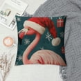 thumbnail image 2 of Patifu  Christmas Pillow Covers   Funny Flamingo Snowflake Throw Pillow Case Red Xmas Winter Home Decor Living Room Decorative Cushion Case for Sofa 24x24in, 2 of 5