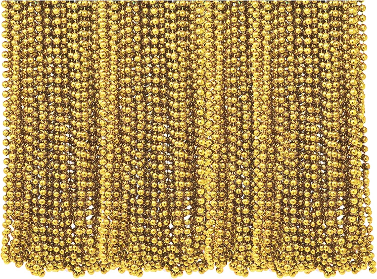 4E’s Novelty Gold Beads Necklaces 72 Pack – Mardi Gras Parade Throws, Party Beads Bulk