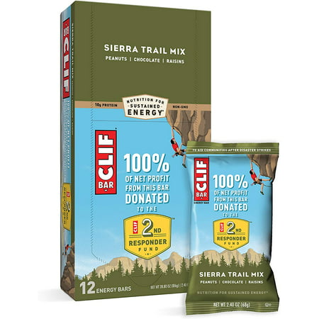 CLIF BARS - Energy Bars - Sierra Trail Mix - Made with Organic Oats - Plant Based Food - Vegetarian - Kosher (2.4 Ounce Protein Bars 12 Count)