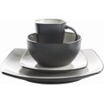 thumbnail image 3 of Gibson Elite Soho Lounge 16 Piece Square Stoneware Dinnerware Set, Tan and White, 3 of 7