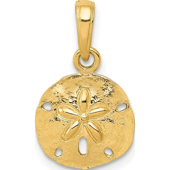 14K Yellow Gold Polished Sand Dollar Pendant (19 X 11.45) Made In United States k5379