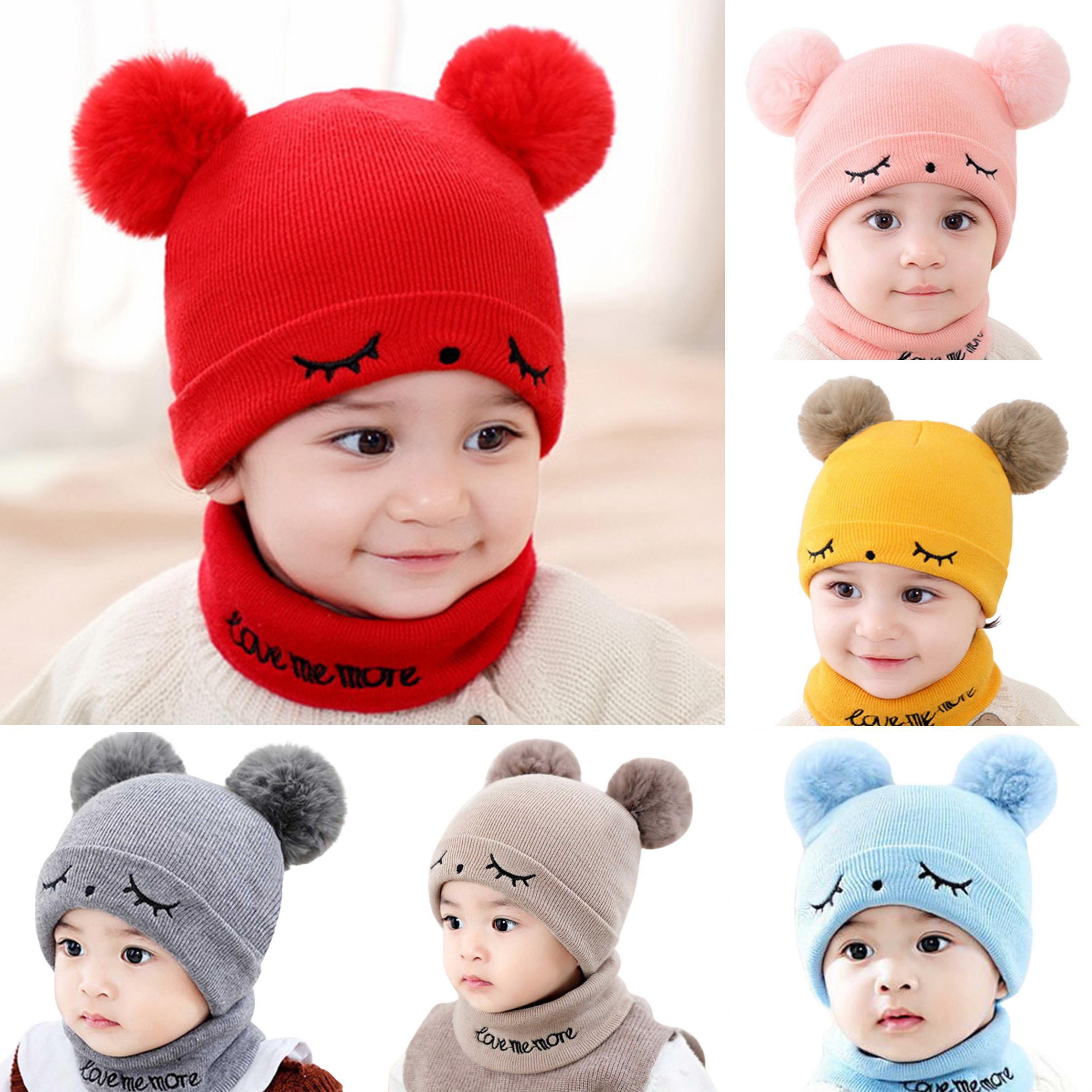 Details about   Toddler Baby Girls Boys Warm Hat Winter Fleece Beanie Scarf Earflap Knit Pom Cap 