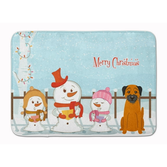 Merry Christmas Carolers Border Terrier Machine Washable Memory Foam Mat