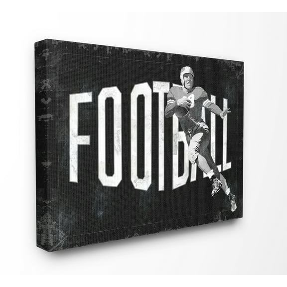 Stupell Home Décor Football Black and White Sports Word Design Canvas Wall Art by the Saturday Evening Post