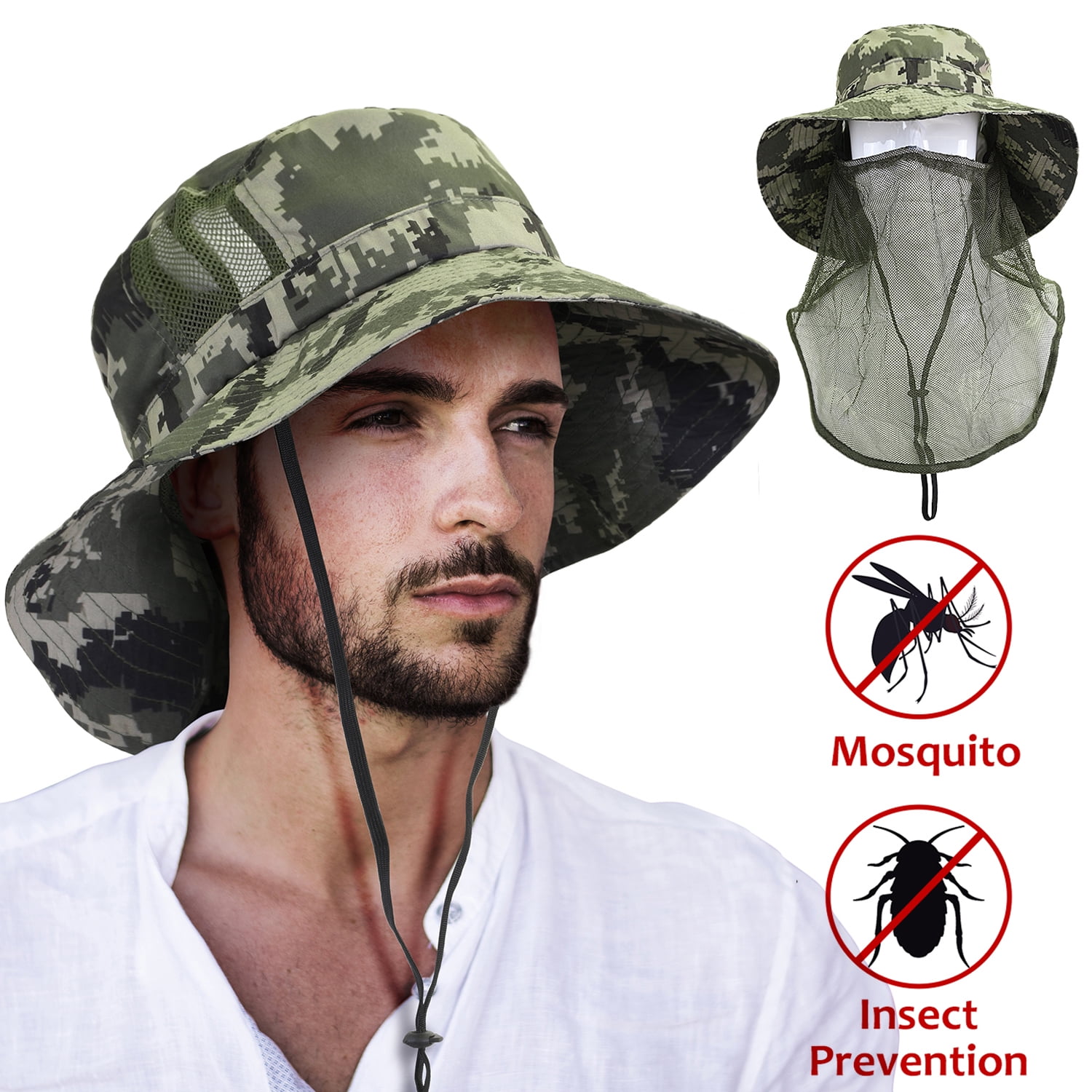 Headshots Headshots Fishing Hats with AntiMosquito Facemask, UV
