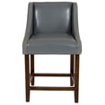 thumbnail image 6 of Merrick Lane 24 Inch Walnut Counter Height Stool with Nailhead Trim in Light Gray Faux Leather, 6 of 11