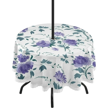 

Hyjoy Wildflowers Round Tablecloth 60 Waterproof Outdoor Tablecloth with Umbrella Hole and Zipper for Kitchen Dining Picnic Party Home Decor