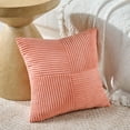 thumbnail image 3 of Fancy Homi 2 packs Coral Decorative Throw Pillow Covers 18x18 inch for Living Room Couch Bed, Rustic Farmhouse Boho Home Decor, Soft Corss Corduroy Patchwork Textured Peach Cushion Case 45x45 cm, 3 of 7