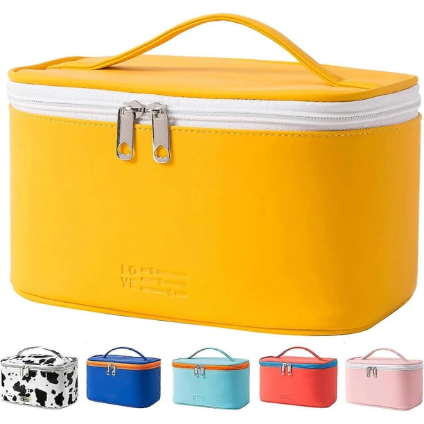 Makeup Bag Portable Travel Cosmetic Bag for Women, Beauty Zipper Makeup Organizer PU Leather Washable Waterproof
