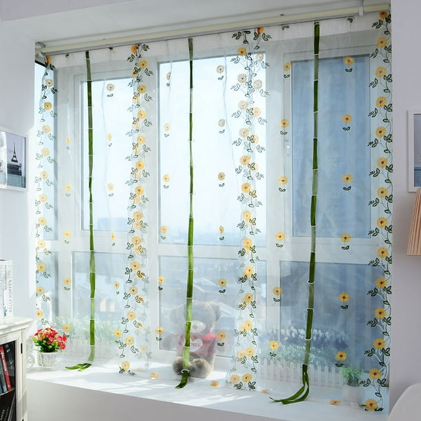 Cortina de hilo de tul Cortinas de pantalla Crisantemo Cortina transparente para sala Decoración de ventana Gasa Durable ANGGREK Otros