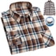 thumbnail image 3 of Camisa Hombre Camisa de manga larga para hombre Camisa de moda para hombre de talla grande informal a cuadros de lana de algodón (Brown, L-43), 3 of 4
