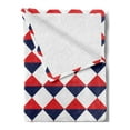 thumbnail image 2 of Americana Soft Flannel Fleece Throw Blanket, Half Triangles Diamond Shapes Retro Navy Inspired Artwork Print, Cozy Plush for Indoor and Outdoor Use, 50" x 70", Red Dark Blue and White, by Ambesonne, 2 of 5