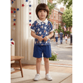 thumbnail image 6 of BemeyourBBs Toddler Baby Boy 4th of July Outfit Infant Baby Boys Independence Day Clothes Patriot Star Printed Short Sleeve Lapel Button Shirt Drawstring Shorts Set Toddler Boys Summer Outfit, 6 of 9