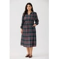 thumbnail image 4 of TIYOMI Women's Fall Maxi Dress Plus Size 5x Long Sleeve V Neck Red Plaid Dress Flowy Cocktail Party Dresses for Curvy Women Casual Maxi Fall Spring Formal Dresses 5XL 28W, 4 of 7