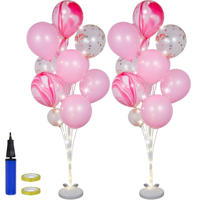 MesaSe Balloon Stand Kit with Lights Balloon Holder Decoration Reusable Latex Table Balloon Stand Holder Durable Balloon Column Stand Kit Balloon Tower Backdrop Decoration for Birthday