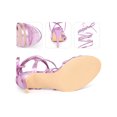 thumbnail image 2 of Perphy Snakeskin Print Strappy Lace Up Stiletto Heel Sandals for Women Purple (Size 8), 2 of 4