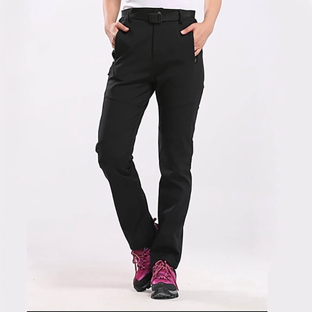Pxiakgy Pantalon de Ski pour Femmes, Doublé Polaire Résistant à l'Eau Coupe-Vent Pantalon d'Hiver Randonnée Pantalon Softshell pour Femmes Isolé Extérieur Golf Voyage avec Poche Zippée Noir 3TG