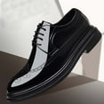 thumbnail image 4 of RUIYANQI Men's Patent Leather Oxford Shoes Brogue Design Lace Up Formal Dress Shoes Platform Sole Business Wedding Footwear Trendy Office Party Shoes Black Women Sandal, 4 of 9