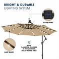 thumbnail image 4 of wikiwiki 10ft Solar LED Offset Patio Umbrella, Outdoor Cantilever Patio Umbrellas with Solar Lights for Backyard, Poolside and Garden, Easy Tilt Adjustment, 32 LED Lights & Polyester Shade, Tan, 4 of 8