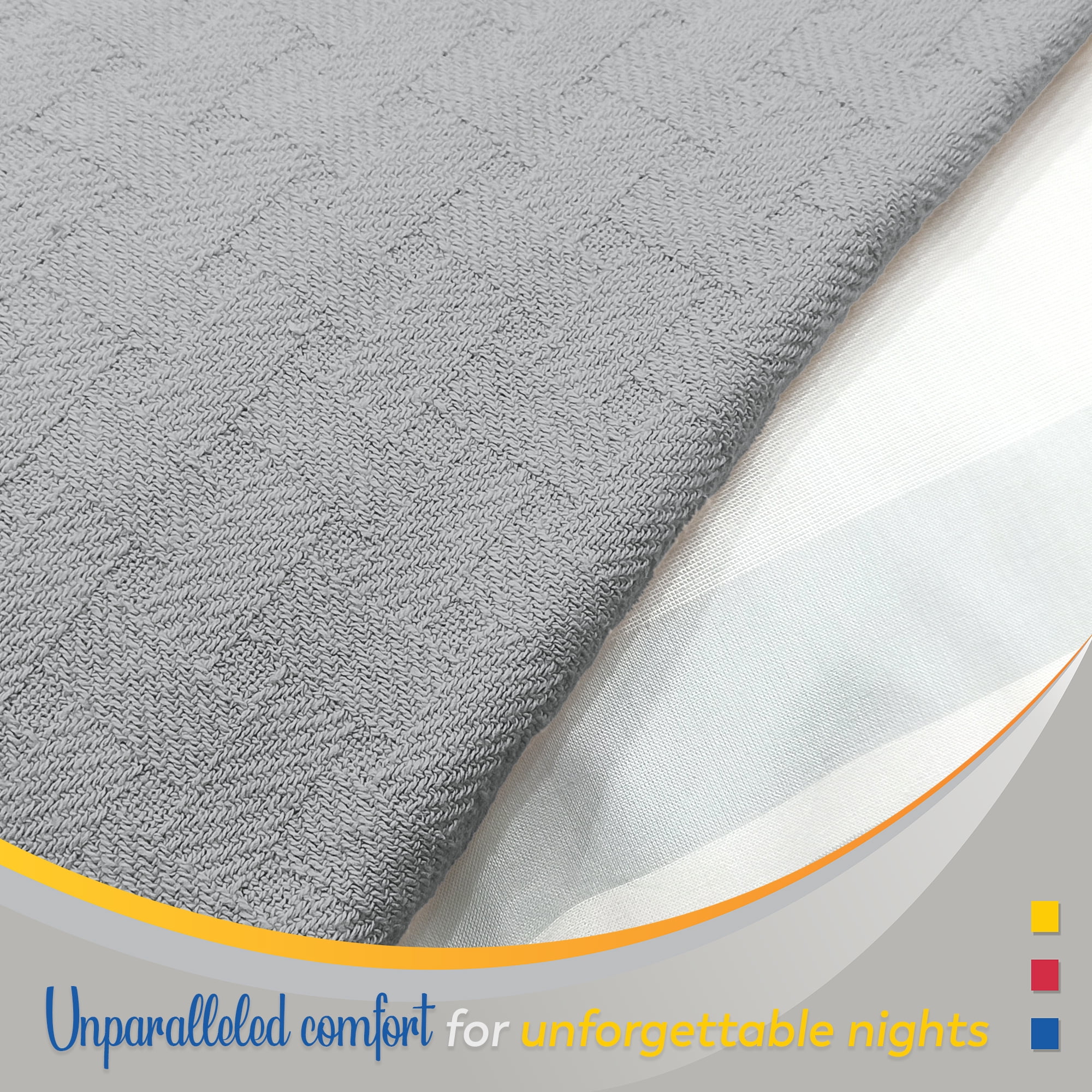 Color Sense 100% Cotton Basket Weave Throw Blanket- Lightweight, Soft and Warm for Couch, Sofa and Bed- Full/Queen (90"X90") Light Gray