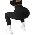 thumbnail image 5 of YIFUNIN Women's Solid Color Hip Lifting Yoga Pants, Ribbed Knit Fitness Leggings for Exercise Workout, High Waist Tummy Control,Black L, 5 of 7