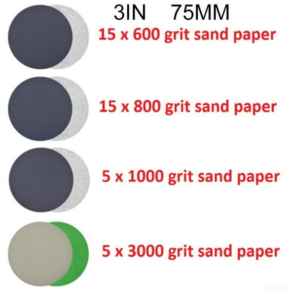40pcs Hook And Loop Wet / Dry 3 Inch 600 800 1000 3000 Grit Sanding Discs Set