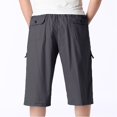 thumbnail image 2 of TAIAOJING Men's Drastring Pants Casual Solid Mid Waist Elastic Mid Waist Loose Cargo Shorts Multi Pockets Clothing, 2 of 6