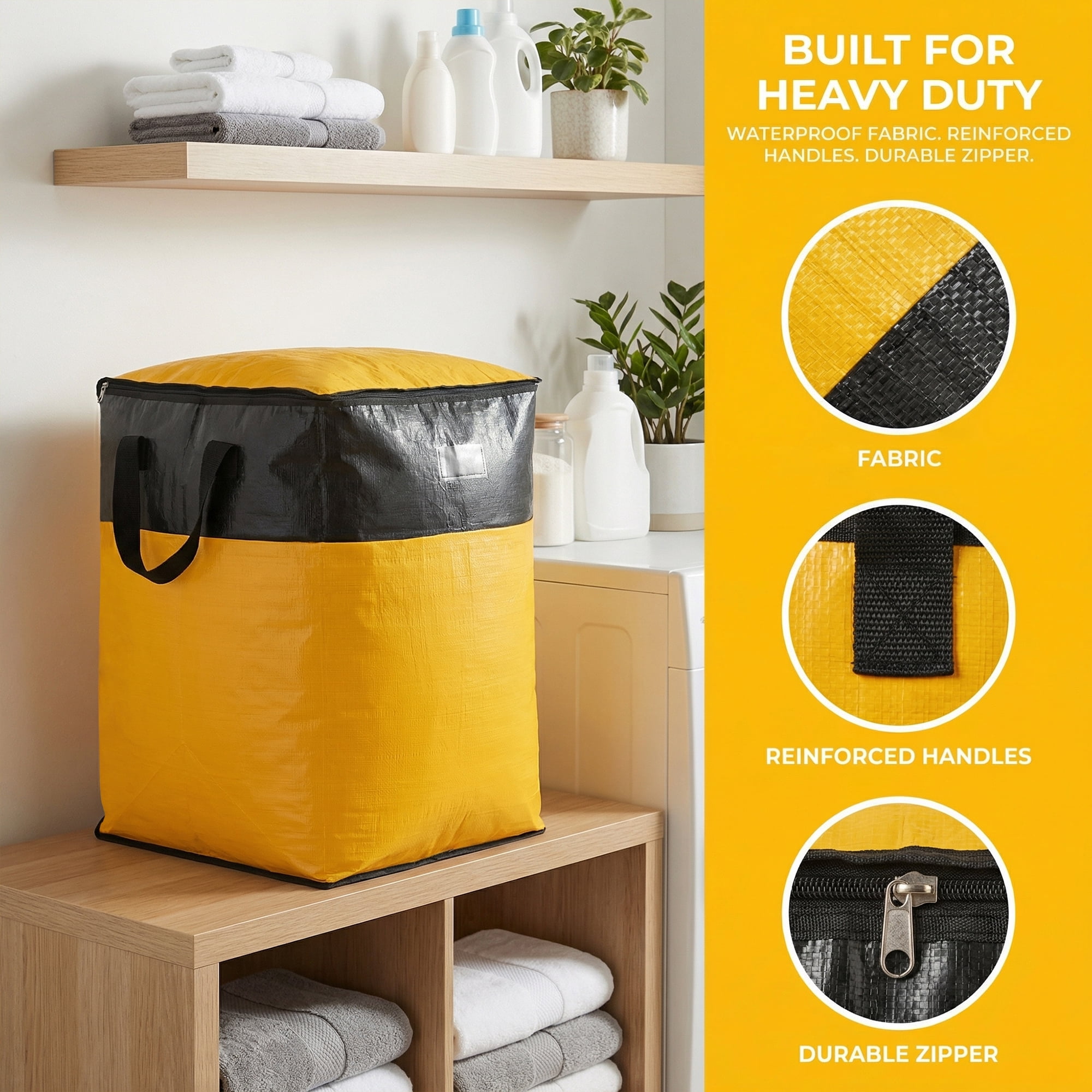 Unique Bargains Storage Bags for Organizing Closet Organizers Yellow 19.7"x19.7"x28.3"