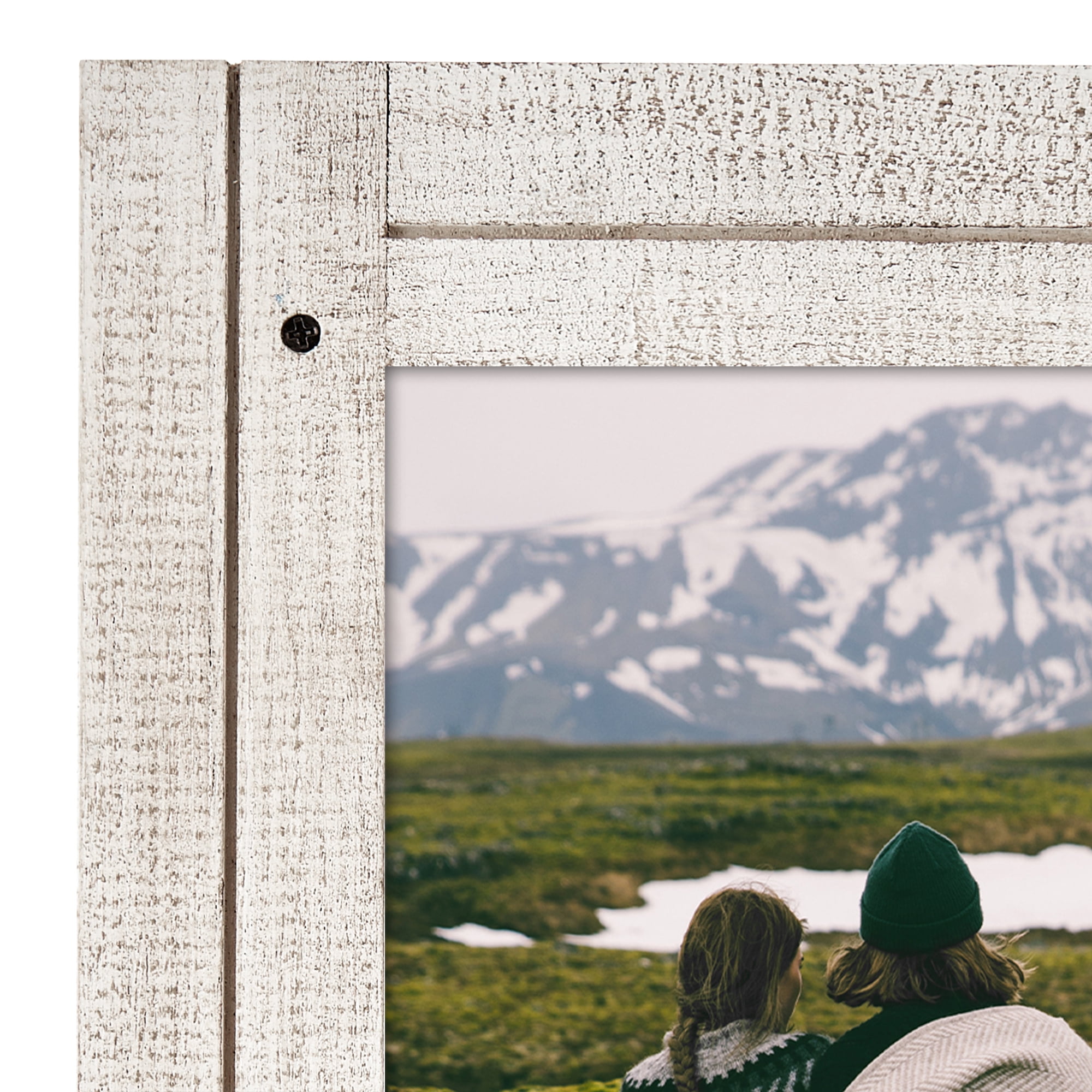 Americanflat 4x6 Hinge Frame Hinged Triple Photo Openings Polished Glass Distressed Collage - Aspen White