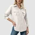 thumbnail image 2 of felwors Women's Utility Button-Down Shirt - Multi-Pocket Long Sleeve Workwear Blouse for Outdoor & Casual Wear Khaki, L, 2 of 7
