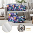 thumbnail image 6 of Tropical Leaf Outdoor Waterproof Pillow Covers, Purple Palm Plant Summer Flower Pastoral Decorative Square Throw Pillowcase Sofa Cushion Sham for Patio/Couch/Chair, 18"x18" 2 Pack, 6 of 8