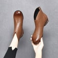 thumbnail image 2 of Brown Women Round Toe Boots Low Heel Flat Sole Brown For Fall Winter Outfits, 2 of 6