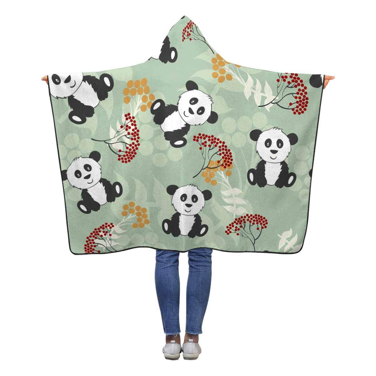 ASHLEIGH Panda Wearable Hooded Blanket 50x60 inches Kids Girls Boys