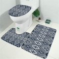 thumbnail image 2 of Blue Geometric Diamond Triangle Pattern Bathroom Rugs Sets 3 Piece,Toilet Cover Set,Absorbent Non Slip Bathroom Mats Sets with U-Shaped Contour Rug Toilet Rug Set, 2 of 5