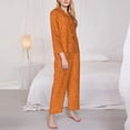 thumbnail image 3 of Balery Orange Glitter Conjunto de Pijama con Estampado para Mujer, Conjunto de Dos Piezas con Manga Larga, Ropa de Dormir Suave con Bolsillos, Pijamas Cómodos-X-Large, 3 of 7