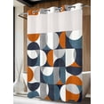 thumbnail image 4 of Navy Blue No Hook Shower Curtain Waterproof,Bathroom Curtains with Snap in Liners and See Through Top Window,Middle Century Modern Geometric Abstract Art Hotel Style Bathtub Curtains Shower 72"Wx84"L, 4 of 8