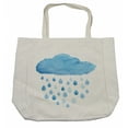 thumbnail image 1 of Nature Shopping Bag, Rain Drops and Cloud in Watercolor Painting Effect Nimbus Fun Art Illustration, Eco-Friendly Reusable Bag for Groceries Beach and More, 15.5" X 14.5", Cream, by Ambesonne, 1 of 2