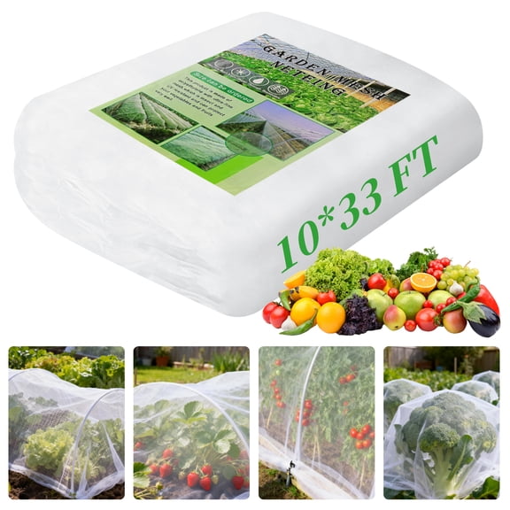 Garden Netting,Qissep 10x33ft Ultra Fine Mesh Mosquito Netting Plant Covers,Barrier Mesh for Plant Vegetables Fruit Flower Tree,Protecting Tree Plants Vegetable Flowers Fruits,Bird Screen