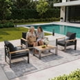 thumbnail image 5 of LazySunsets Aluminum Outdoor Patio Furniture Set, 4 Seats Outdoor Sectional with Coffee Table (Loveseat and Single Seat 2 Pcs), 5 of 9