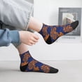 thumbnail image 5 of Bingfone Golden Maple on Navy Blue Design Patterned Men's Women's Casual Cotton Socks, 5 of 5