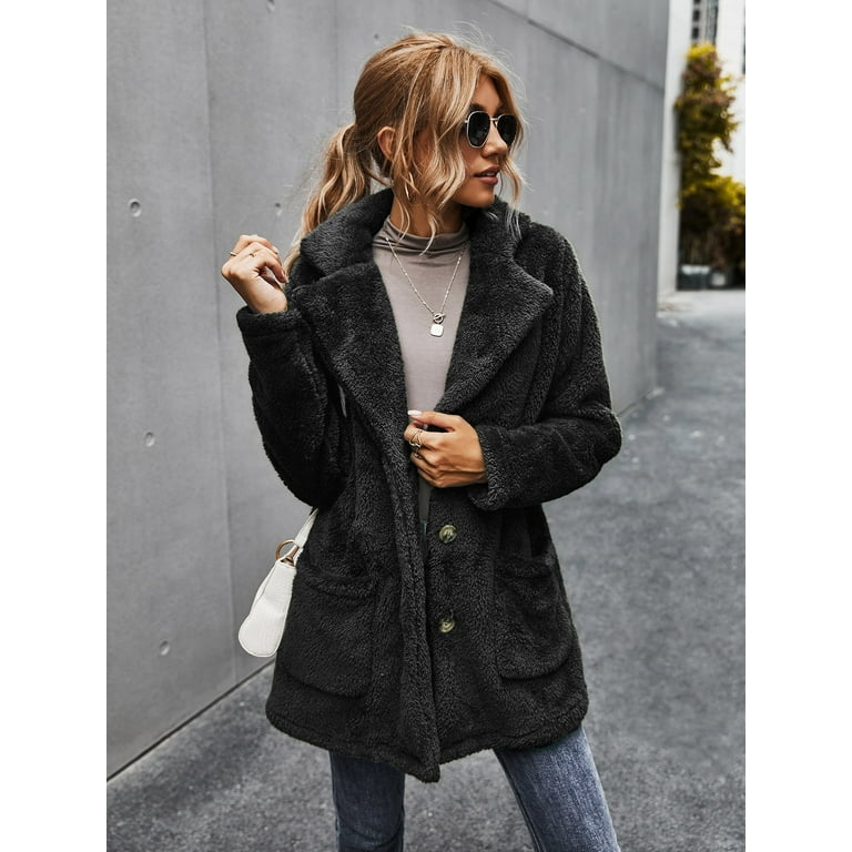 Pocket front teddy coat sale