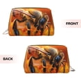 thumbnail image 3 of Easygdp Honeybee On Vibrant Flower Leather Makeup Bag Zipper Pouch Travel Cosmetic Organizer for Women and Girls, Make up Bag with Zipper, 3 of 8