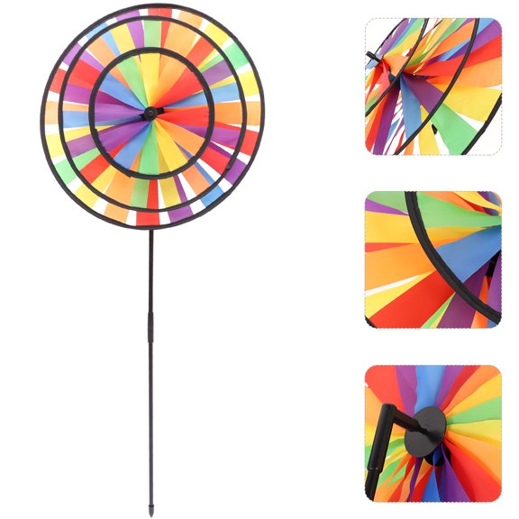 CHICHUMID 1Pack Wind Spinner Windmill 28.3x13.4x1.2in Colorful Sunflower Shaped Cloth Windmill for Outdoor Use