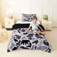 thumbnail image 4 of Manfei Retro Camo Twin Comforter Sets,Lovely Bear Bedding Set,White Black,Black Reversible,2-Piece,1 Comforter and 1 Pillowcase, 4 of 7